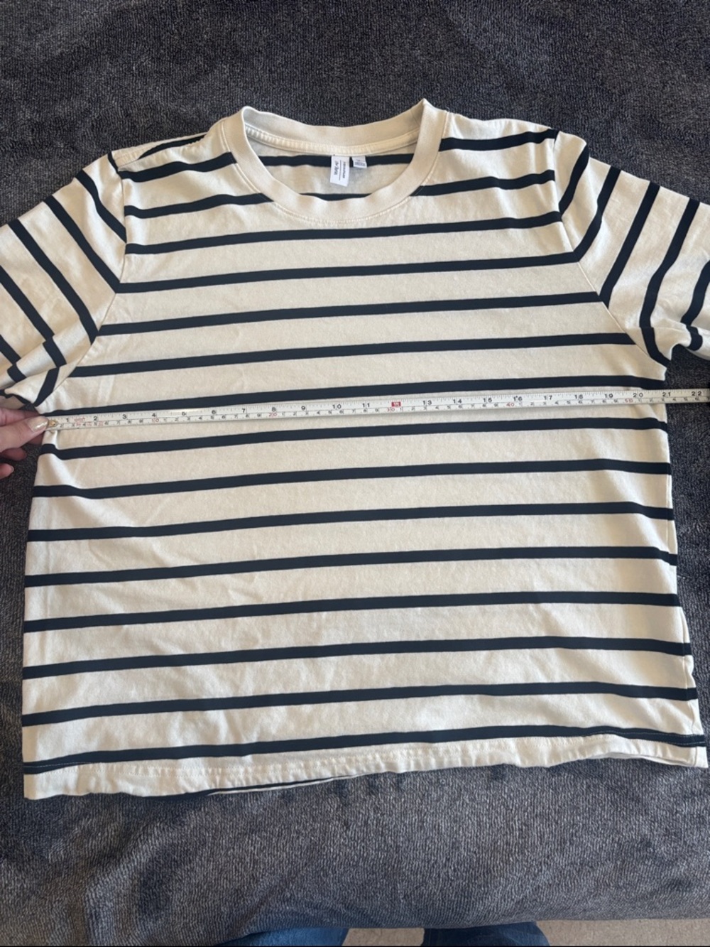 & Other Stories 100% Cotton Striped Long Sleeve Top with Bell Sleeves - Picture 5 of 10